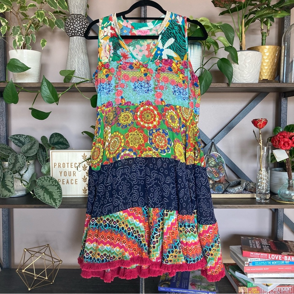 Ruby Yaya Multicolor Patterned Boho Midi Dress Wi… - image 2